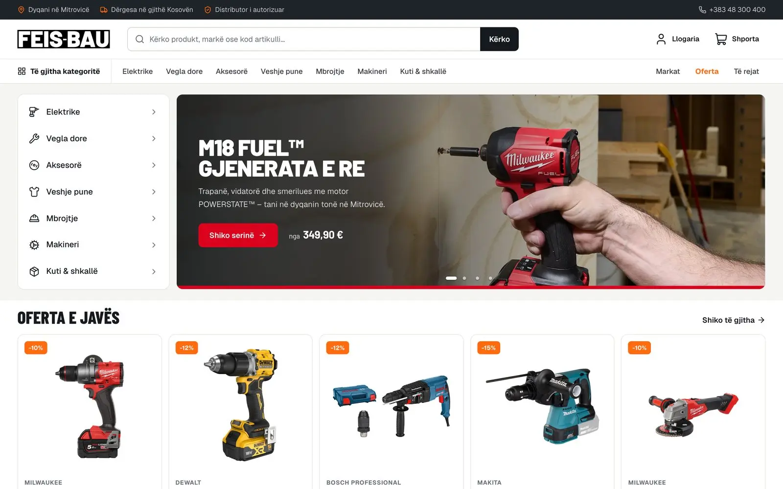 The Feis-Bau online store for professional tools, home page