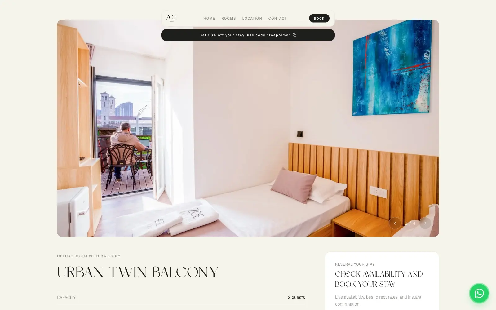 ZOE Hotel, site view