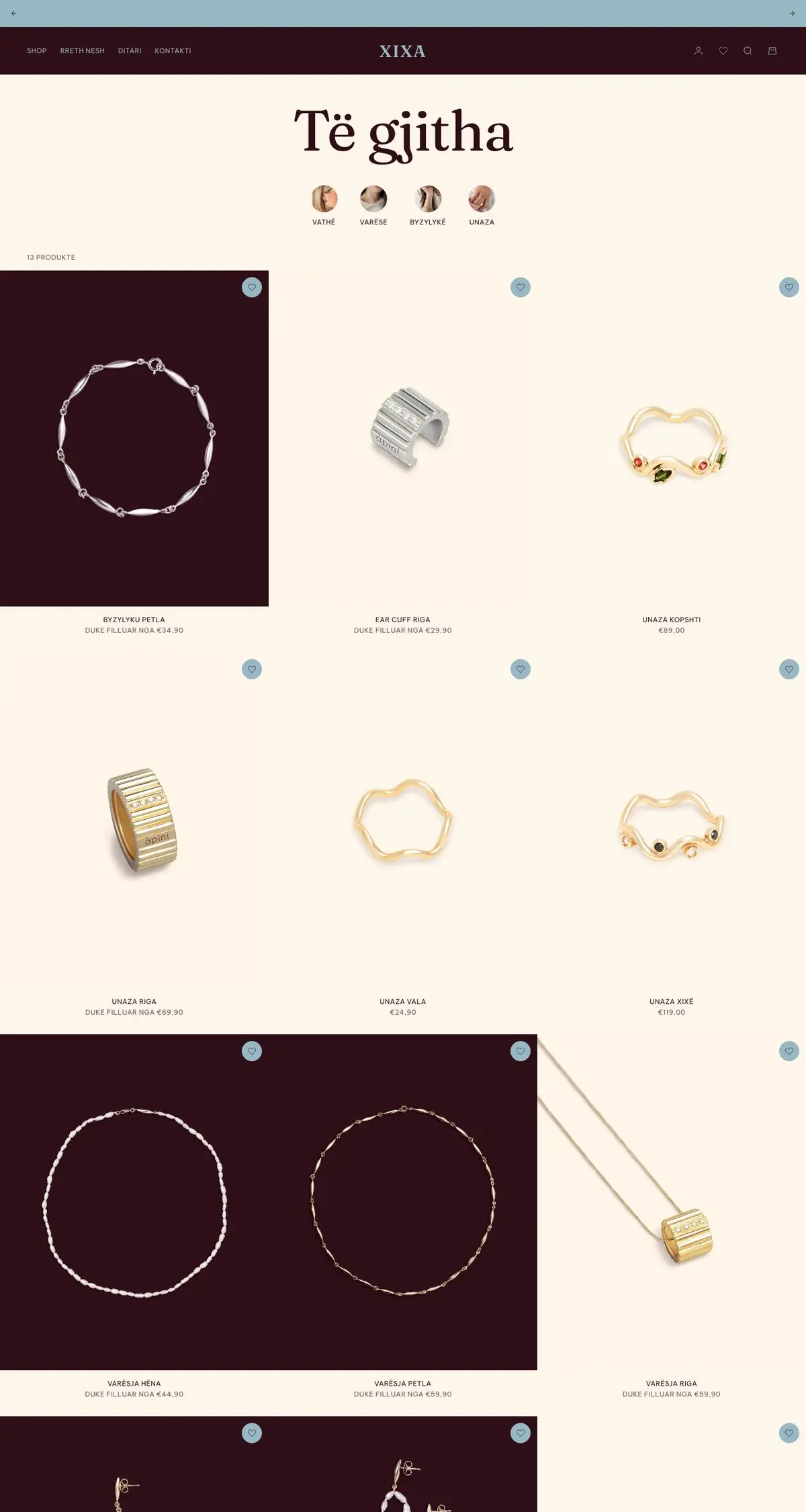 The page of all products in Xixa, one of our own stores